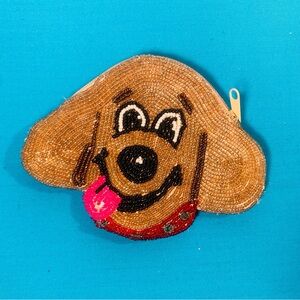 Beaded Dog Face coin purse